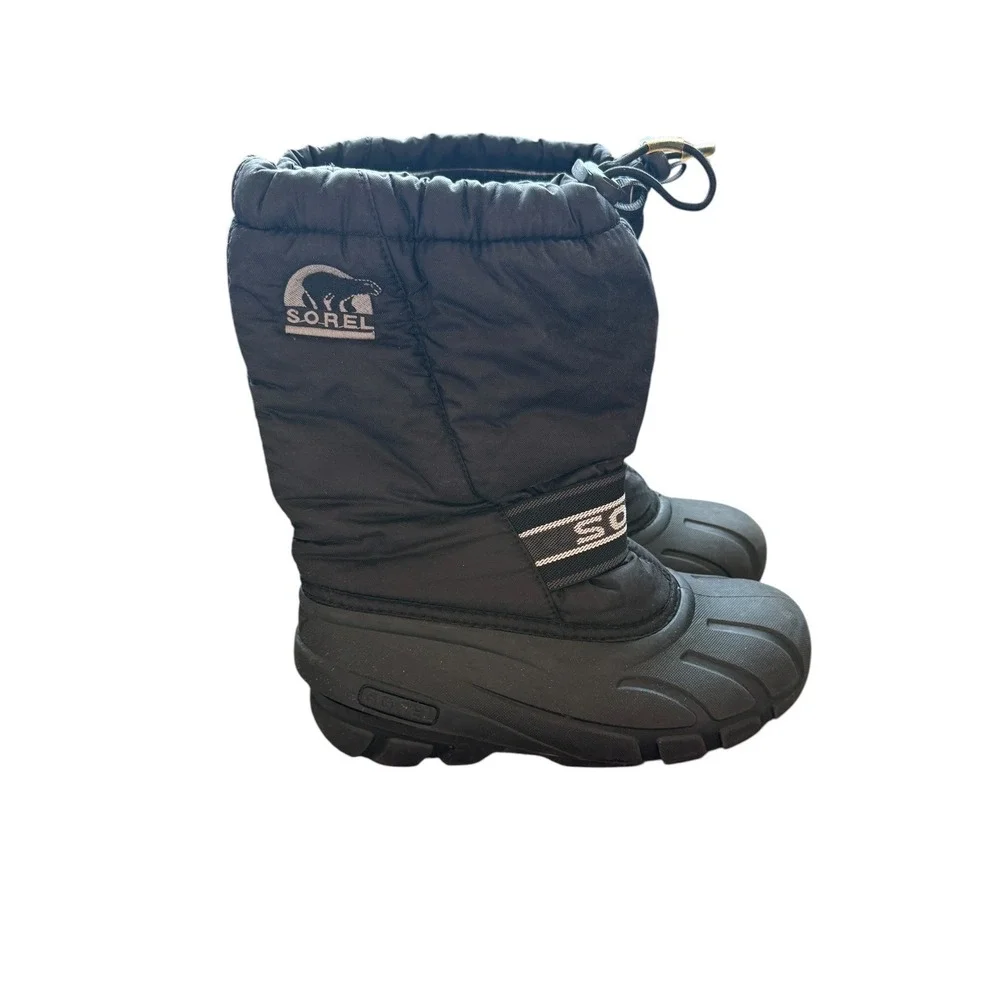 Sorel Cub Snow Boots Kids 4 Black Waterproof Insulated Winter NY1799-011